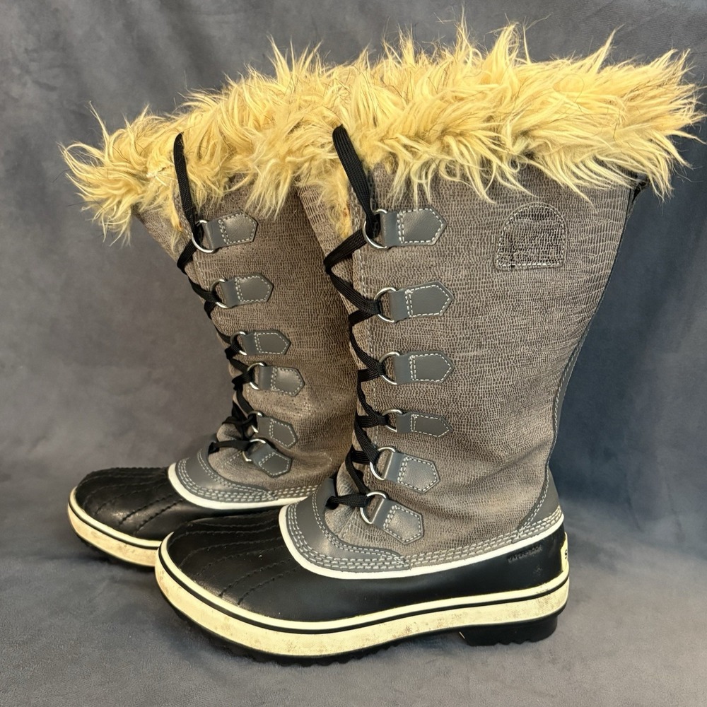 Sorel Joan Of‎ Arctic Tall Faux Fur Gray Waterproof Winter Women's Boots Size 6